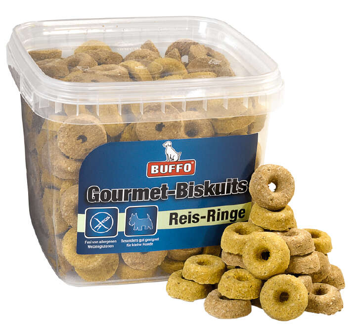 BUFFO Hundeleckerli Gourmet-Biskuits Reis-Ringe